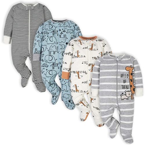 0-3 M-Gerber Baby Boys 4 Pack Sleep 'N Play Footie