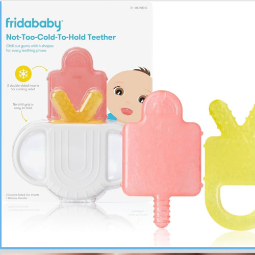 Frida Baby Silicone Teething Toys, 4-in-1 Teether for Babies & Infants, Teething Relief for 0-18 Months, Not-Too-Cold-to-Hold Baby Teether, BPA-Free