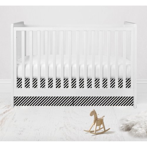 Multiple Options of Crib or Toddler Bed Skirt or Dust Ruffle 100% Cotton Percale, Aztec Love Black
