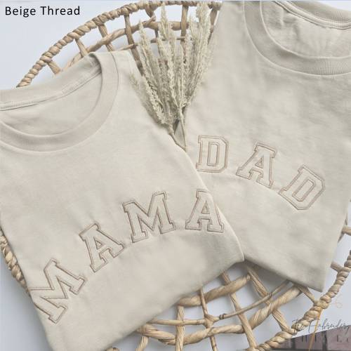 Embroidered Mama Dad Shirt, Mom Shirt, New Mom, New Dad, T-Shirt, Mommy Birthday Gift, Mother's Day Gift for Mom, Dad Gift, Woman F48, F49