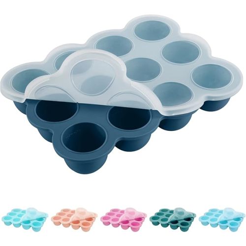 Baby Food Storage 12 x 1.5OZ Silicone Freezer Tray with Lid, Food Grade Silicone Containers for Purees & Vegetables Midnight Blue