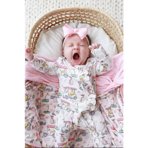 Country Club Cuties Ruffle Zipper Footie | Pink