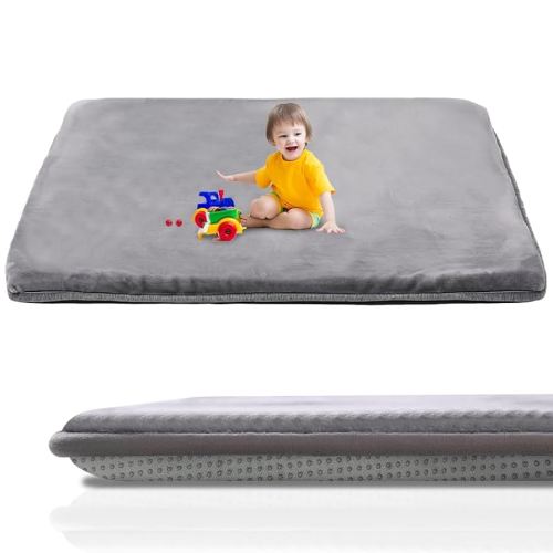 Baby Play Mat 50" X 50",Premium Thick Foam Crawling Mat,Thicken Soft Baby Play Mats for Floor,Non-Slip Cushioned Baby Playmat for Infants, Babies, Toddlers,Mat for Living Room(Dark Gray)