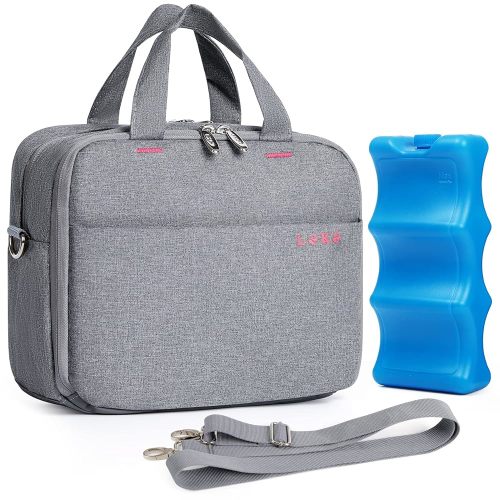 Lekebaby Breastmilk Cooler Bag with Ice Pack - Fits 4 Baby Bottles, Perfect for Nursing Moms and Daycare