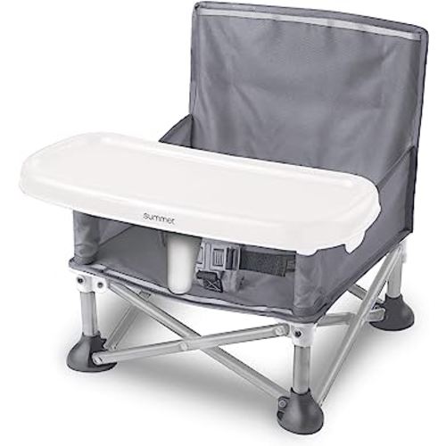 Summer Pop ‘N Sit Portable Booster Chair, Gray - Booster Seat for Indoor/Outdoor Use - Fast, Easy and Compact Fold