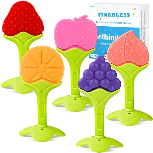 Teething Toys for Babies 6-12 Months(5 Pack), Tinabless Baby Teething Rings Set, Natural Organic Freezer Safe for Infants and Toddlers, Silicone Teethers for Babies 0-6 Months