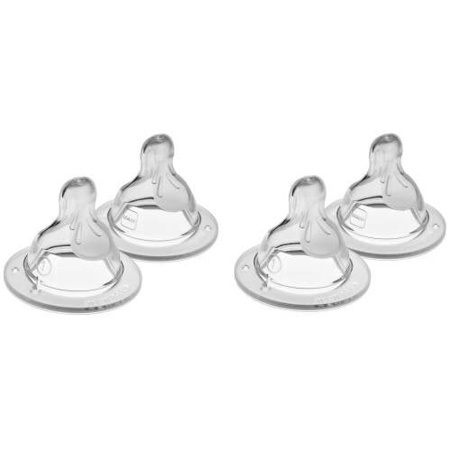 MAM Bottle Nipples Slow Flow Nipple Level 1, for Newborns and Older, SkinSoft Silicone Nipples for Baby Bottles, Fits All MAM Bottles, 4 Pack C24