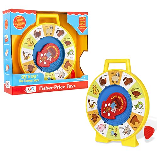 Fisher Price Classics - Farmer Says See 'n Say - Vintage Learning Toy, Sounds and Animals, Interactive Retro Game for Kids, Girls, Boys, Baby, Preschoolers, Toddlers, Unisex Ages 18 Months +