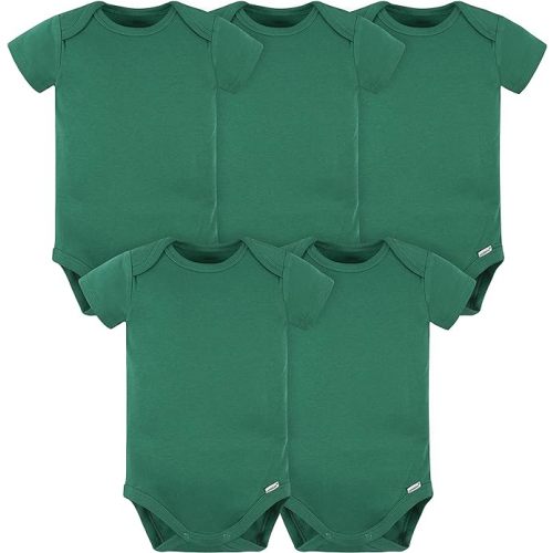 Gerber Unisex-Baby 5 Pack Onesies Multi-Packs Bundle Interlock 180 Gsm - 0-3 Months - Kelly Green
