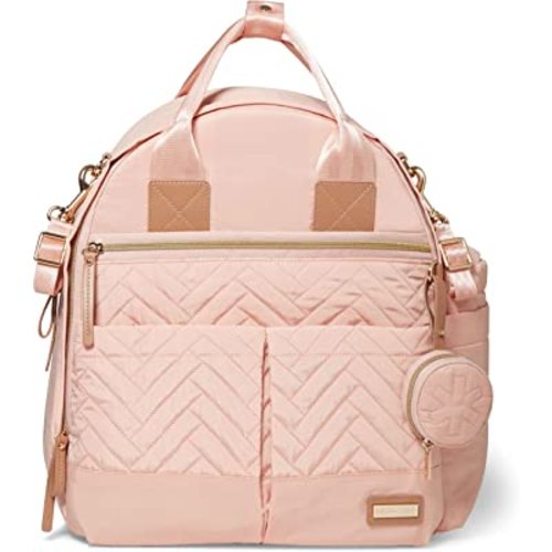 Skip Hop Diaper Bag Backpack: Suite 6-in-1 Diaper Backpack Set, Multi-Function Baby Travel Bag with Changing Pad, Stroller Straps, Bottle Bag and Pacifier Pocket, Blush