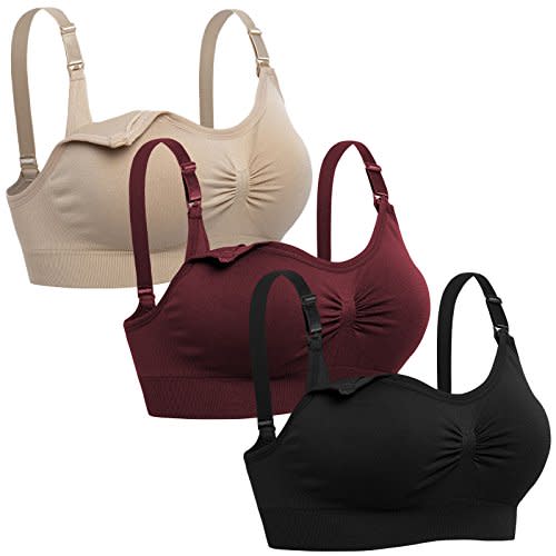 Lataly Womens Seamless Nursing Bra Sleeping Maternity Bralette for Breastfeeding Pack of 3