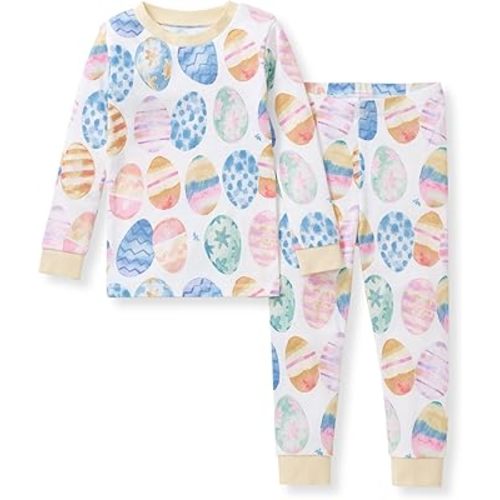 Burt's Bees Baby Girls' Pajamas, 2-Piece Long Sleeve Tee and Pants Organic Cotton PJ Set