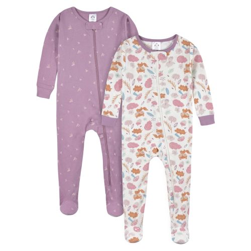 Gerber Baby & Toddler Neutral Snug Fit Footed Cotton Pajamas, 2-Pack, Sizes 0/3 Months - 5T