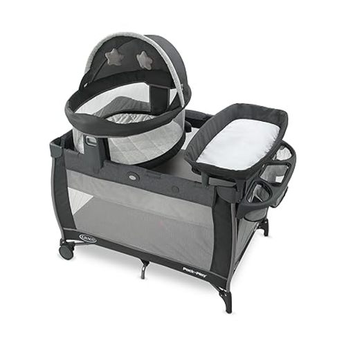 Graco® Pack n Play Dome LX Playard with Baby Bassinet Lightweight Portable Crib Push-Button Fold Travel Crib Redmond Convertible