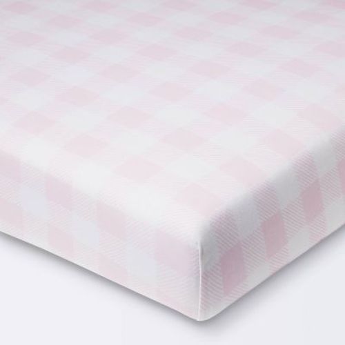 Polyester Rayon Jersey Fitted Crib Sheet - Cloud Island™ Pink Gingham