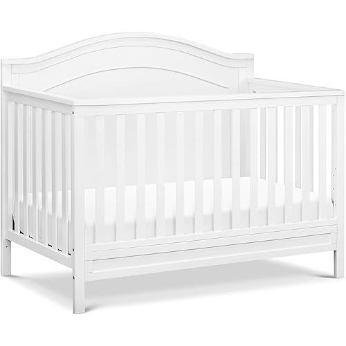 daVinci Charlie 4-in-1 Convertible Crib - GREENGUARD Gold Certified - Converts from Baby Crib to Toddler Bed, Daybed, and Full-Size Bed Effortlessly - 4 Adjustable Heights - Wooden White Baby Bed