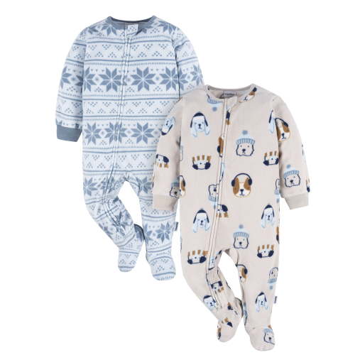 Gerber Baby and Toddler Neutral Microfleece Blanket Sleeper Pajamas, 2-Pack, Sizes 0/3 Months -5T