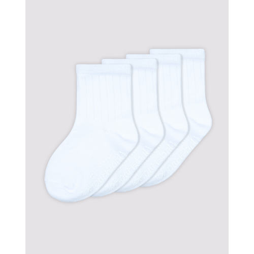 Baby Cotton Blend Ribbed Mid Crew 4 Pack - Underworks - White