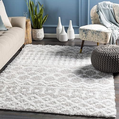 Livabliss Hapsburg Moroccan Shag Area Rug, 5'3" x 7'3", Light Gray