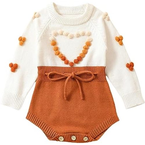 Baby Girl Knitted Romper Sweater Long Sleeve Knit Embroidery Floral One Piece Bodysuits Warm Fall Winter Clothes