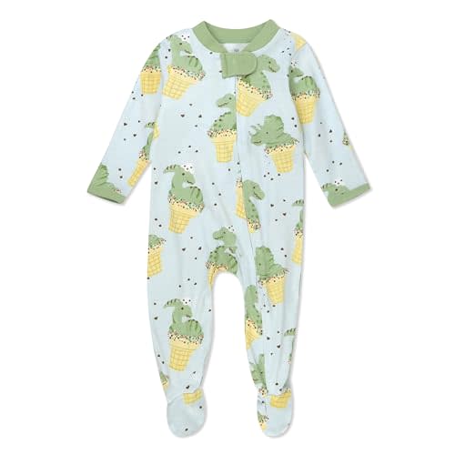 HonestBaby Sleep & Play Footed One-Piece Pajama Sleeper 100% Organic Cotton, Baby Boys