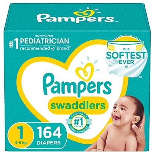 Diapers Newborn/Size 1 (8-14 lb), 164 Count - Pampers Swaddlers Disposable Baby Diapers, Enormous Pack (Packaging May Vary)