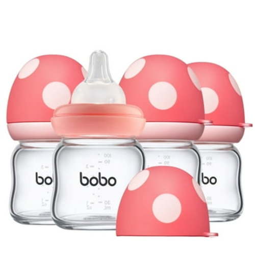 YOHKOH Anti-colic Baby Bottle,AirFree Vent,Slow Flow Nipple,Red,4 oz,4pk