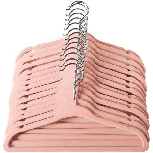 ManGotree Baby Hangers, Childrens Hanger Kids Coat Hangers with Ultra Thin & Non-Slip Design 15 Pack (Light Pink)