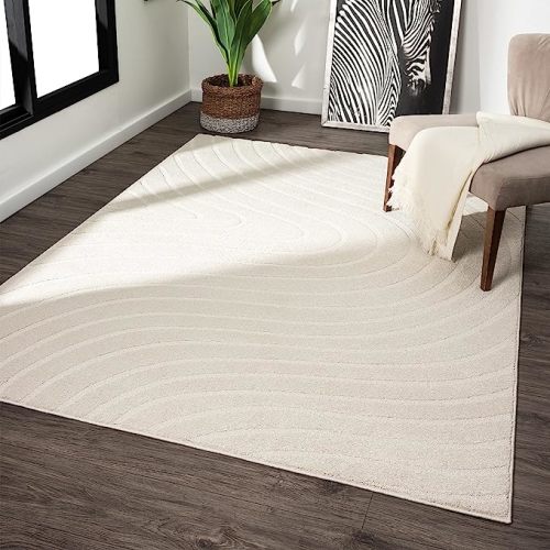 LUXE WEAVERS Modern Geometric Wave Area Rug, Contemporary Stain Resistant Carpet