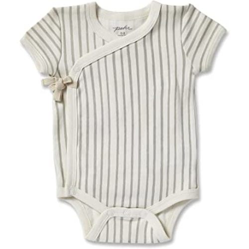 PEHR Short Sleeve Kimono One-Piece Stripes Away Pebble / 12-18 mos.