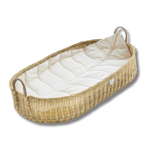 Premium Baby Changing Basket For Baby - Organic Seagrass Baby Change Basket - Trendy Changing Table Topper - Baby Changing Pad