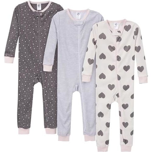 Gerber Baby-Girls 3-Pack Snug Fit Footless One-Piece Cotton Pajamas