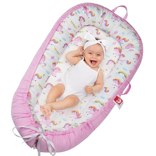Baby Lounger for Newborn- Baby Nest Cover Co Sleeping for Baby 0-24 Months, Breathable Portable Infant Nest - Adjustable Cotton Soft Baby Floor Seat for Travel, Newborn Essentials Gifts