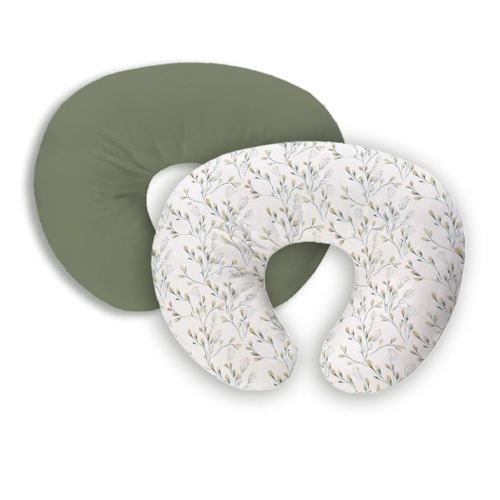 Nursing Pillow Cover, 2 Pack Stretchy Removable Nursing Covers for Breastfeeding Pillows, Ultra Soft Newborn Feeding Pillow Cover for Baby Girl and boy, Willow and sage Style