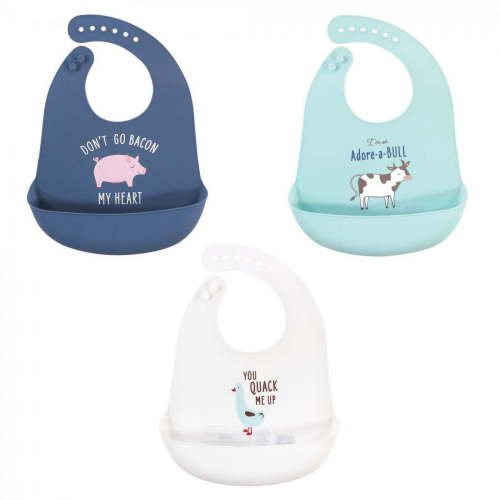Hudson Baby Infant Boy Silicone Bibs, Bacon My Heart, One Size