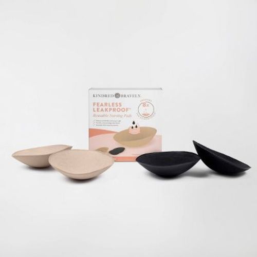 Kindred Bravely Fearless Leakproof Reusable Nursing Pads - Black And Beige - 2pk