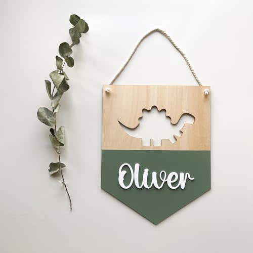 Personalized Dinosaur Boys Room Decor | Name Plaque For Kids | Dinosaur Name Door Sign for Boys Girl Room | Name Sign Baby Boy | Dinosaur Nursery Wall Hanging Decor | Birthday Gift