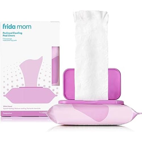 Frida Mom Witch Hazel Perineal Cooling Pad Liners for Postpartum Care, Hospital Bag Essentials for Pain Relief After Birth, Full-Length Medicated Cooling Pad Liners (24ct)