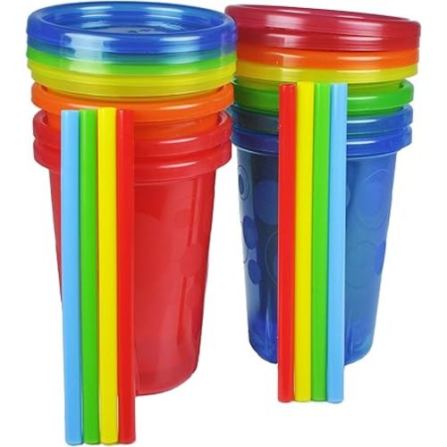 The First Years Take & Toss Straw Cups,10 Ounce, 8 Spill Proof Cups - Great for On The Go
