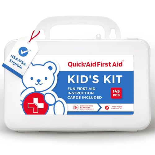 Kids First Aid Kit for Home/Business, Mini Travel First Aid Kit | HSA/FSA Eligible Emergency Kit | Small First Aid Kit for Car | Camping First Aid Kit Hiking | Survival Medical Kit – 145 Pcs