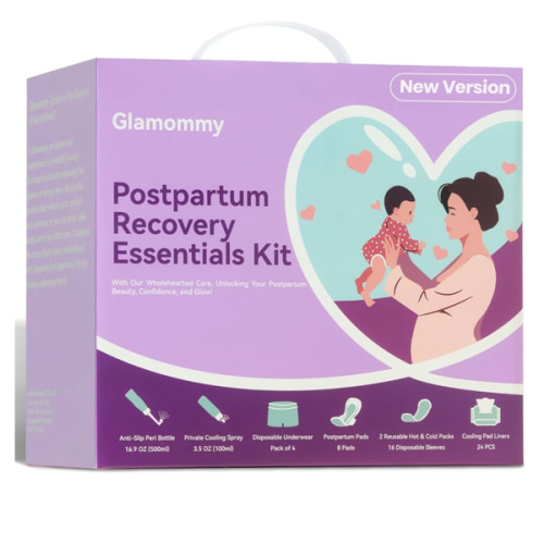 Postpartum Recovery Essentials Kit for Women, Labor & Delivery Postpartum Care, Peri Bottle, Cooling Spray, Disposable Postpartum Underwears, Postpartum Pads, Hot&Cold Packs, Soothing Liners