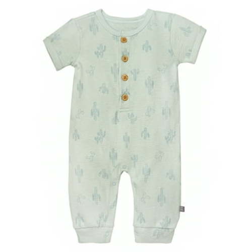 Modern Moments by Gerber Gender Neutral Short Sleeve Henley Romper, Sizes 0/3 Months - 24 Months