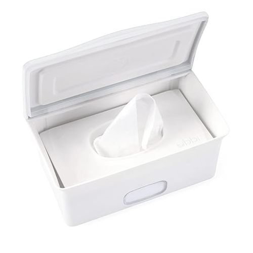Ubbi Baby Wipes Dispenser | Baby Wipes Case | Baby Wipes Holder with Weighted Plate, Keeps Wipes Fresh and Non-Slip Rubber Feet, White