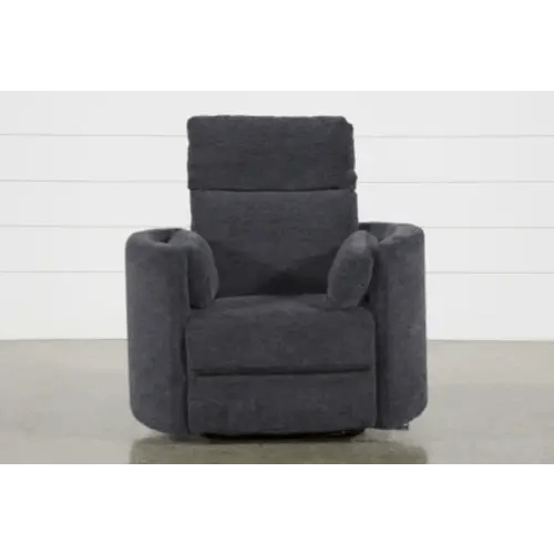 Rayna Ink Blue Nursery Power Swivel Glider Recliner with USB | Living Spaces
