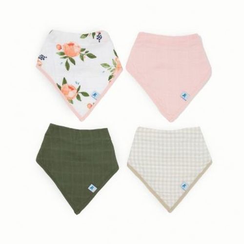 Little Unicorn Cotton Muslin Bandana Bib - Watercolor Roses - 4pk