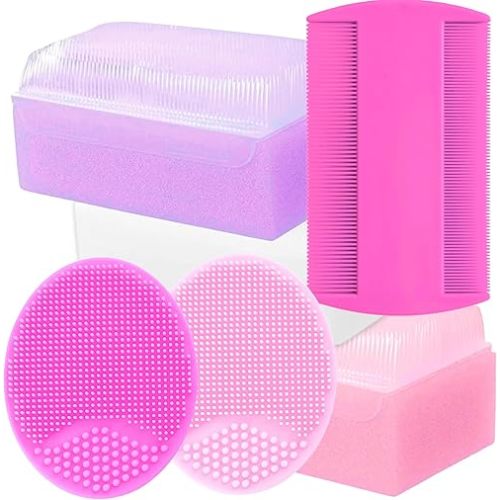 Cradle Cap Treatment Kit for Baby Girl | Baby Cradle Cap Brush for Babies - Baby Bath Essentials | Cradle Cap Comb & Baby Bath Sponge (Pink 6-Pack)