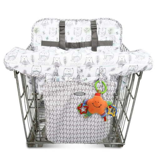 Graco 6M+ Adjustable Shopping Cart and High Chair Cover with Pocket and Storage Pouch, Beige