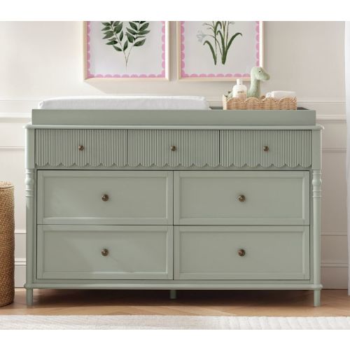 Chris Loves Julia 7-Drawer Scallop Dresser & Topper Set Changing Table (56w x 19d")