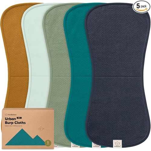 KeaBabies 5-Pack Organic Burp Cloths Baby Girl, Boy - 100% Cotton Baby Burp Cloths, Large & Absorbent Baby Burp Cloths, Soft Burping Cloths for Babies, Newborn Burp Clothes, Burp Rags (Eclipse/Quin)