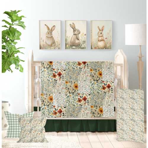 Floral Crib Bedding Set – Baby Girl Nursery, Cozy Blanket, Nursery Decor & Throw Pillow, Baby Shower Gift